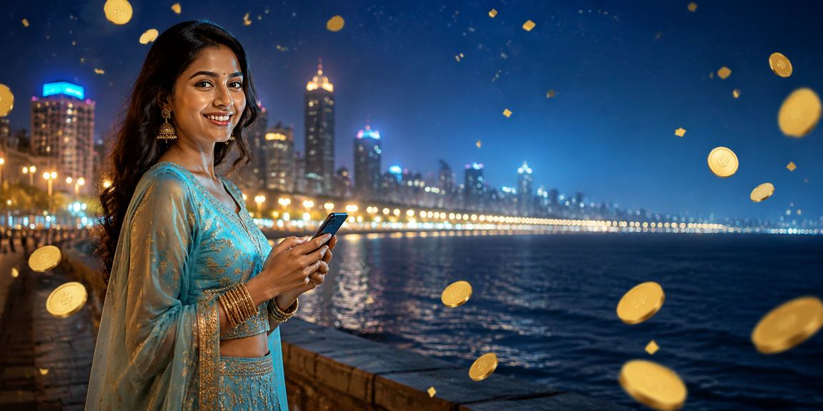 Mumbai Marine Drive view with mobile gaming in India